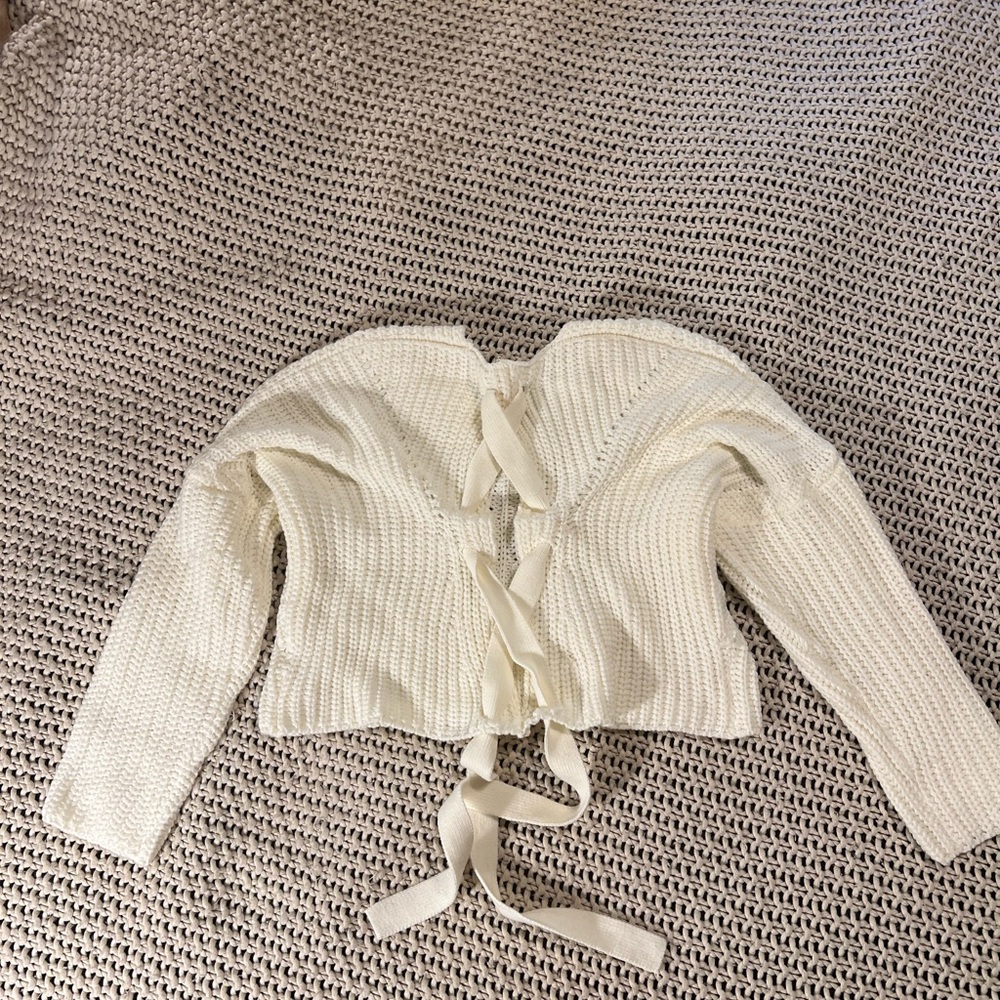 Missguided Lace Up Back Knit Sweater